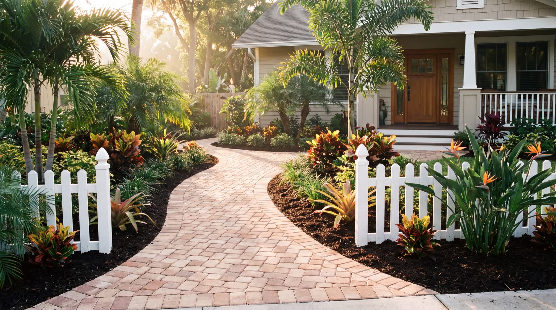 Paver walkway installed by Groundworks in Brevard County