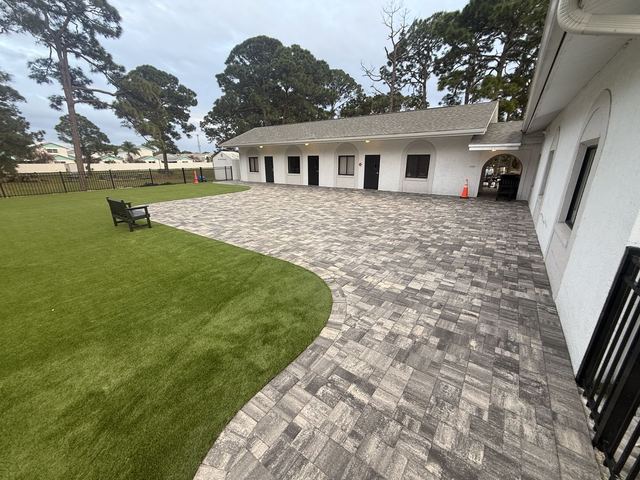 Completed paver and turf installation by Groundworks, Brevard County