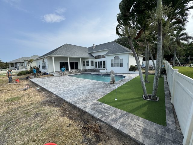 Completed paver and turf installation by Groundworks, Brevard County