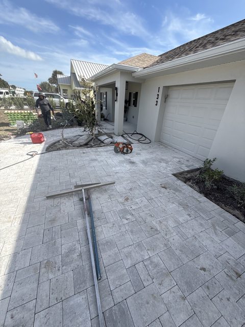 Completed paver and turf installation by Groundworks, Brevard County