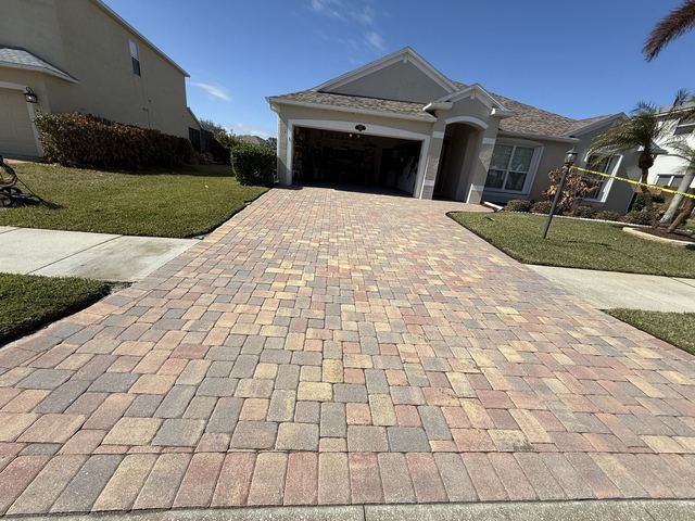 Paver surface cleaned and sealed by Groundworks, Brevard County